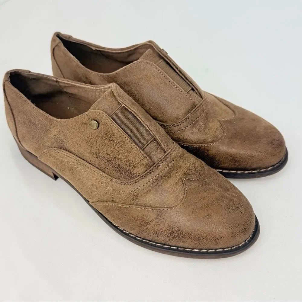 Bullboxer B-52 Brown Faux Suede Leather Slip On Oxford Loafer Shoes